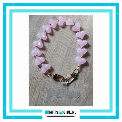 Armbandje hart roze